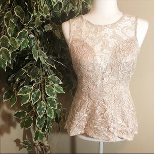 4/$20 - Charlotte Russe Tan/Cream Lace High Low